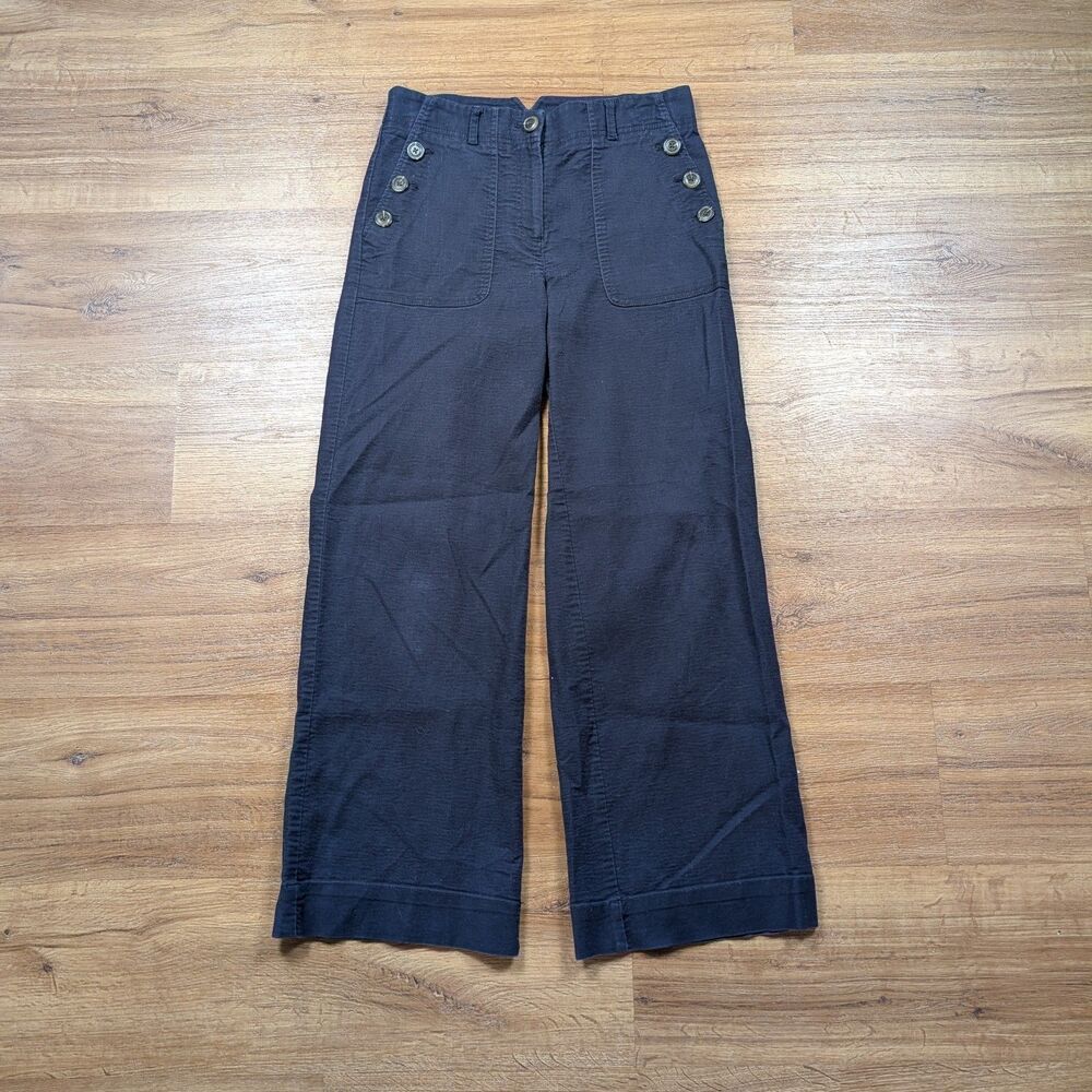 Ann Taylor Loft Canvas Wide Leg High Rise Pants Womens 2 Blue Work Office
